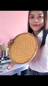 กระด้งขนาด10นิ้วพร้อมไม้พายส่ายข้าวเหนียวยาว10นิ้ว