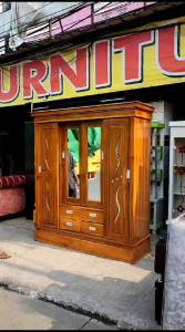 LEMARI PAKAIAN KAYU 4 PINTU SLEDING JUMBO