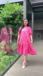 🌷ชุดเดรสชายระบาย ผ้าด๊อบบี้ มีกระเป๋าหน้า เนื้อผ้าดี ผ้านิ่ม ใส่สบายมากจ้า