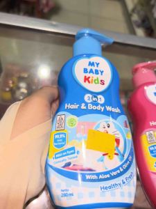 My Baby Kids 2in1 Hair and Body Wash Doraemon Kemasan Pompa 280 ml Warna Biru Pink