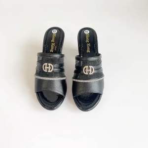 Dép nữ đế pu phối lưới gót cao 8cm đôn mũi 2.5cm - Shoes