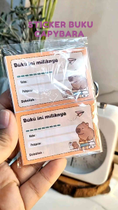 1 Pak Stiker Label Nama Buku Capybara Lucu ISI 12–Sticker Buku Capibara Anti Luntur