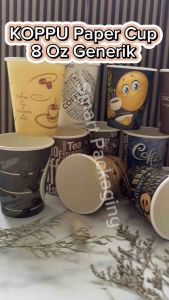 [ISI 50 PCS] KOPPU Paper Cup 8 Oz Generik / Papercup 8Oz 240ml Motif Random / Gelas Kertas Warna Warni Kopi Teh Susu Panas