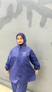 Jas Hujan Angkasa Setelan Pria Wanita Bahan PVC KaretTebal Elastis Tidak Mudah Robek