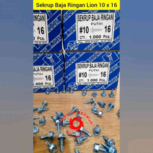 (1 Box) Skrup / Sekrup Baja Ringan LION 10 x 16 isi 1.000 pcs