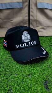 หมวกแก๊ปpolice หมวกแก๊ปตำรวจ รุ่นหลังซิปปรับ