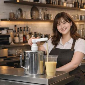 Bình bơm sữa đặc Inox 2L - cắm lon 1kg vòi nhấn 10-30ml chống nhiễu - Dụng cụ pha chế cà phê trà sữa matcha siro