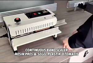 Mesin Segel Plastik Otomatis (Continous Band Sealer) Mesin Press Horizontal