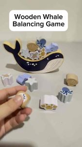 Wooden Stacking Toy Ocean Animals Early Education Toys Push Along Toy Rolling Toy Mainan Binatang Laut 木玩具叠叠高平衡游戏套柱海洋动物