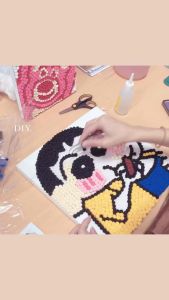 DIY Handmade Puffy Ball Stick Art Painting craft cartoon material 毛球粘画手工卡通蜡笔小新