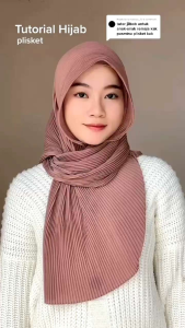 Hijab Pashmina Plisket Tebal Hyget Premium Tanpa Garis Tengah (Termurah)