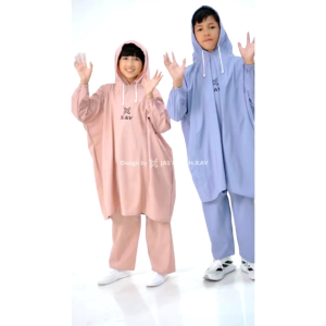 XAV JAS HUJAN ANAK LAKI-LAKI PEREMPUAN SETELAN PONCO DUSTY PINK PREMIUM PVC TERLARIS