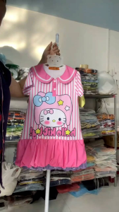 12-45kg A694 Đầm suông thun lạnh in 3D họa tiết hoạt hình siêu cưng váy bé gái size đại