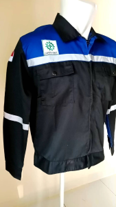 Baju Atasan Wearpack Safety Lengan Panjang Bahan American Drill Grade A Warna Hitam Kombinasi Benhur