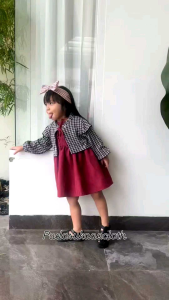 Set Houndstooth dress  anak
