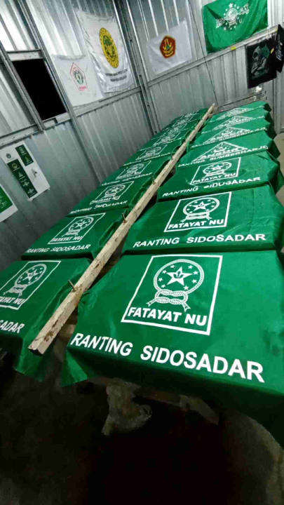 bendera fatayat nu ukuran 90cm x 60cm bisa rikues tulisan