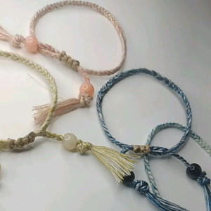 Gelang Tali kepang Handmade Gradasi Serut Adjustable Simple Knot