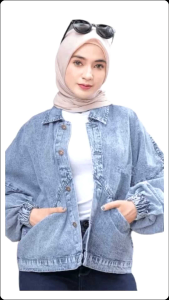 Jaket Jeans Oversize Wanita Masakini Korean Jins Model Vintage Jumbo Berat Badan Hingga 80 kg