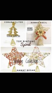 Topper Bintang Spiral pohon natal/ ujung bintang pohon natal/top/ bintang pohon natal/topper pohon