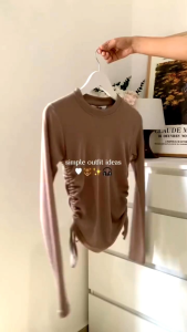 Valen Top Blouse Serut Samping Knit - Atasan Wanita Korean Style Kekinian Viral Ootd Ala Selebgram