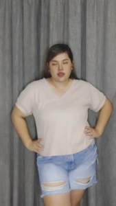 (2XL TO 4XL ONE SIZE ONLY) PLUS SIZE ANGEL THIN BREATHABLE WAFFLE FABRIC VNECK CROPPED TOP