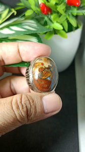 cincin batu akik motif kembang natural real picture