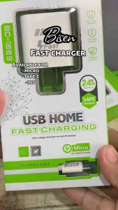 Bisen BC-1689 USB Home Fast Charger - Quick Charge Cable for Type-C/Micro/iOS Stable Charging Safe & Reliable 1 meter Cable Length Three Connector Options