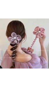 Flower Coil Hair Rope Ponytail Hair Tie Fashion Scrunchies Japanese Braided Telephone Cord Hair Ring