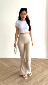 Flare Pants Celana Cutbray Scuba Kulot Highwaist Wanita Celana Kerja Pants