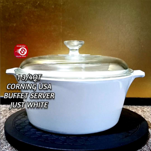 1 3/4QT CORNINGWARE USA BUFFET SERVER JUST WHITE CASSEROLE DISH • Japan Surplus • COOKWARE POT
