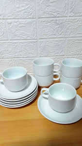 6 PAIRS CERAMIC CUP AND SAUCER / TEA CUP AND SAUCER / COFFEE CUP AND SAUCER