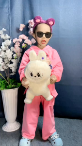 Setelan Anak Perempuan LABUBU Terbaru Motif Lucu Viral Atasan Sweter Semi Crop usia 2 sampai 12 thn