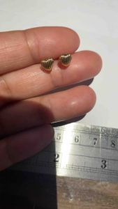 PAWNABLE 18K Saudi Gold Heart Shell stud earrings(lightweight/Open back)