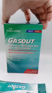 NatureWell Gasout Botanical Beverage Mix Beet-Root Powder with Kombucha Powder 15mlx30 sachets EXP 01/28 ~ No Artificial Flavouring. No White Sugar.