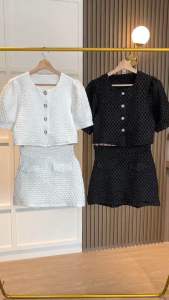 SET7276 Sinhye Korea Waffle Set Blouse & Skirt