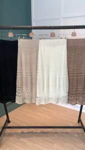 R5439 Joline Lasercut Texture Slim Knit Skirt