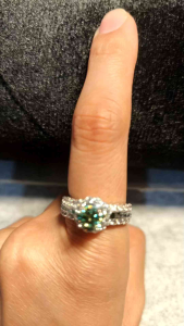 Nhẫn bạc Ý xi kim hột xanh ni 17 (ni to)