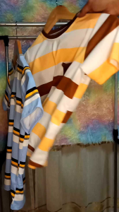 Bundle 6pcs Stripe T-shirt with Pocket  Cotton spandex Fabric fit to 6-10 yrs old free size assorted color