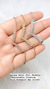 RinaXp- Gelang Serut Aurel Permata Diamon Zirconia Bahan Titanium Stainless Steel Import Anti Karat Fashion Jewellry Korea