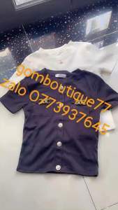 Áo kiểu thun  gân len tăm nữ ao kiểu nữ ngắn tay đính cúc hàng dày dặn co giãn đẹp 3 màu