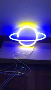 ป้ายไฟ ป้ายไฟนีออน ป้ายไฟร้าน ป้ายไฟตกแต่งบ้าน ป้ายไฟLED-รูปโลก(สีเหลือง)