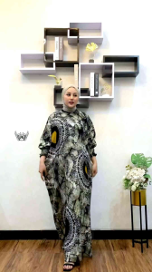 Kaftan twill premium kekinian super jumbo ld 180 muat BB 150kg kain rayon twill tebal daster jumbo busui