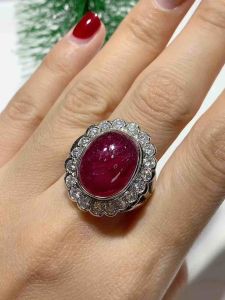 ธนาภรณ์✨แหวนเงินแท้พลอยทับทิม ชุบทองขาว พลอยเม็ดเดี่ยว(GSH1173)