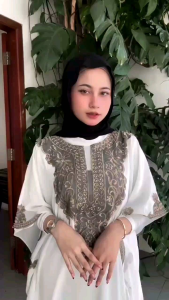 SIMIFASHION Baju Kondangan Kaftan Mewah Bahan ceruty babydoll EMILIA bordir warna emas freesize
