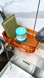 🇸🇬💥Easy to install Kitchen Sponge and brush Holder Faucet Storage Rack and organiser Shower Tray rack