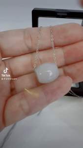 Passepartout Oval Jade Necklace White Green Jade Donut Pendant Healing Necklace S925 Sterling Silver Inlay Charm Jade Healing Gift for her