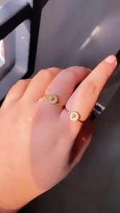 Cincin Set Titanium Wanita Anti Karat Fashion Korea Koin Bulat CXA26