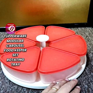 TUPPERWARE MODULAR CAROUSEL JAPAN - FOOD KEEPER SET ROTATING TRAY LAZY SUSAN • FOOD CONTAINERS