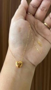 Mzs Collection 18K Ivana 3D Heart Dainty & Lightweight Necklace in HK Setting PAWNABLE