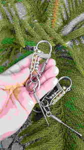 EDC Key Holder Keychain Stainless Steel Rod With Brass Balls and Small S/S Balls Each Side